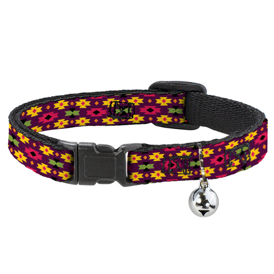 Cat Collar Breakaway - Mini Navajo Purple Yellow Pink Green