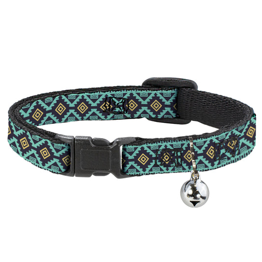 Cat Collar Breakaway - Geometric6 Navy Turquoise Gold