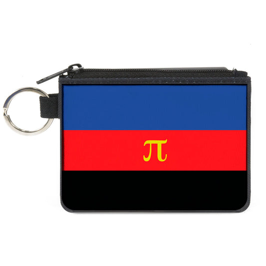 Canvas Zipper Wallet - MINI X-SMALL - Flag Polyamorous Pi Symbol Blue Red Black Yellow