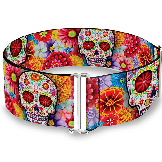 Cinch Waist Belt - Sugar Skull Starburst White Multi Color