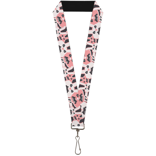 Lanyard - 1.0" - Angry Bunnies Gray Pinks