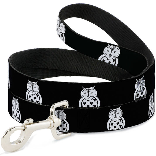 Dog Leash - Owls Black/White1