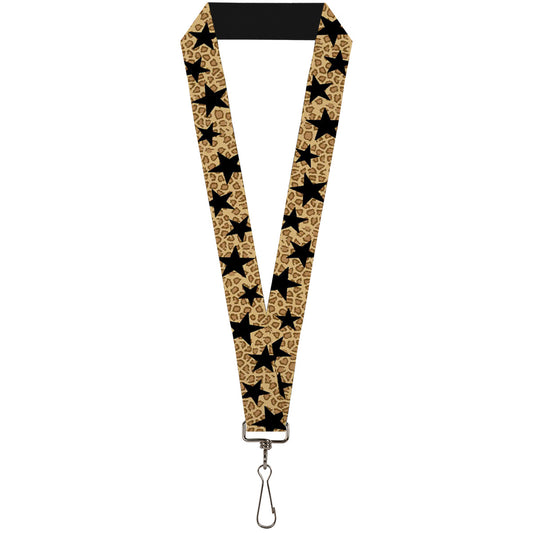 Lanyard - 1.0" - Cheetah Stars Tan Black