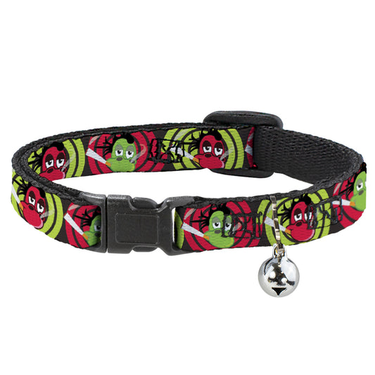 Cat Collar Breakaway - Green & Red Dragons Smoking Gray