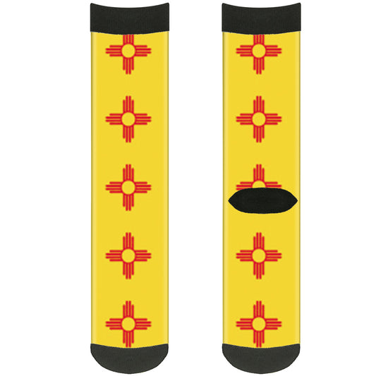 Sock Pair - Polyester - New Mexico Flag Black - CREW
