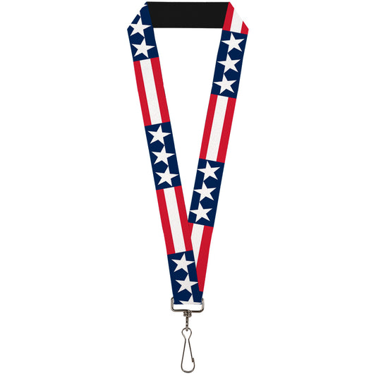 Lanyard - 1.0" - Stars & Stripes Blue White Red White