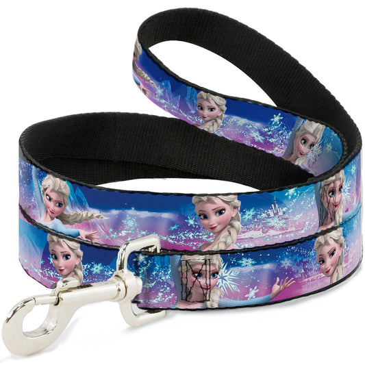 Dog Leash - Elsa the Snow Queen Poses/Castle & Snowy Mountains Blue-Pink Fade