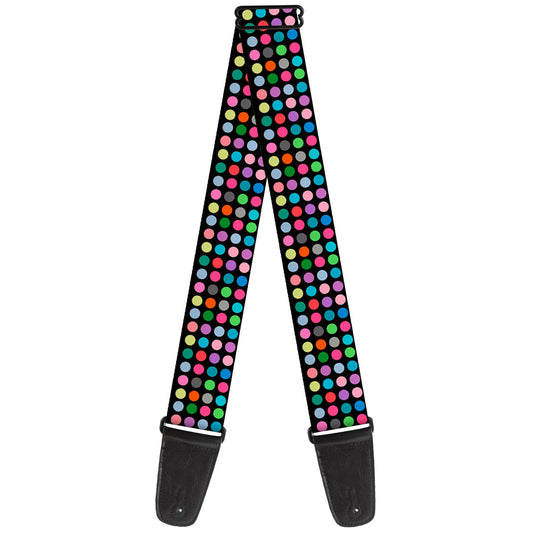 Guitar Strap - Mini Polka Dots Black Multi Color