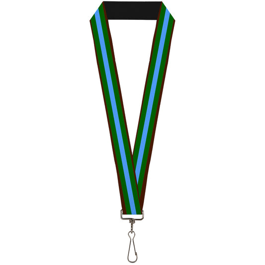 Lanyard - 1.0" - Stripes Brown Green Baby Blue