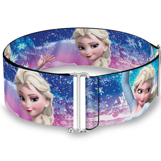 Cinch Waist Belt - Elsa the Snow Queen Poses Castle & Snowy Mountains Blue-Pink Fade