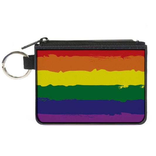 Canvas Zipper Wallet - MINI X-SMALL - Rainbow Stripe Painted