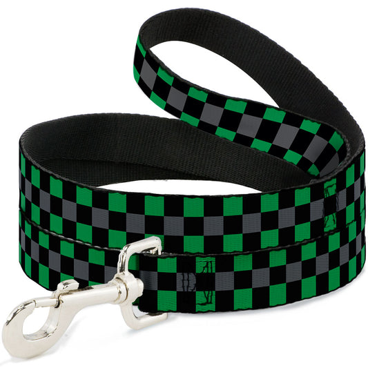 Dog Leash - Checker Black/Gray/2 Green