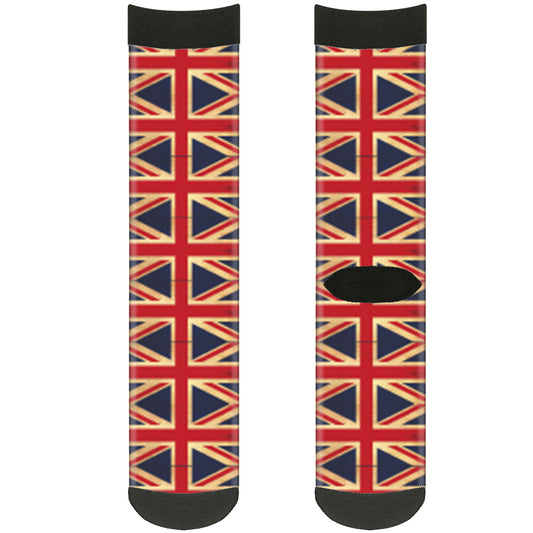 Sock Pair - Polyester - United Kingdom Flag Continuous Vintage - CREW