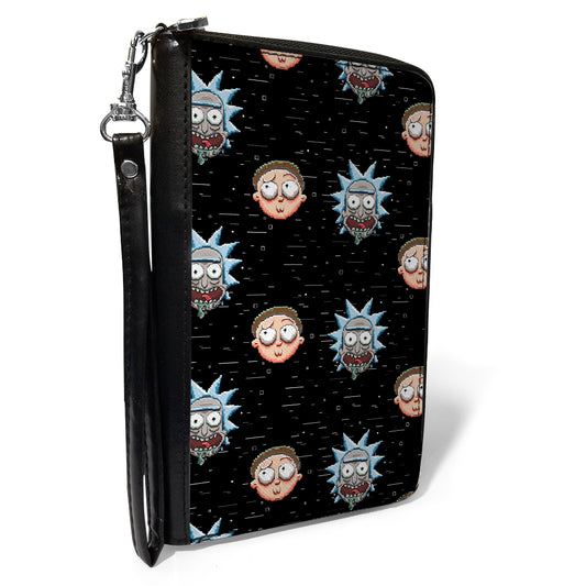 Women's PU Zip Around Wallet Rectangle - Rick and Morty Pixelverse Expressions in Space