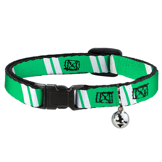 Cat Collar Breakaway - Hash Mark Stripe Double Green Silver