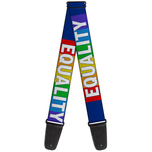 Guitar Strap - EQUALITY Blocks Rainbow Blue White