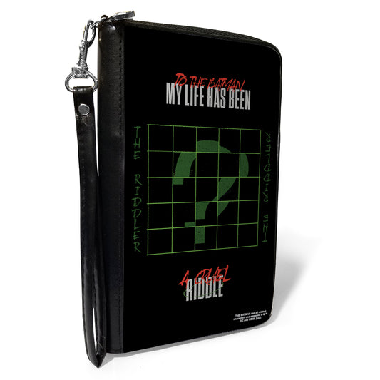 PU Zip Around Wallet Rectangle - The Batman Movie A CRUEL RIDDLE Black Green White Red