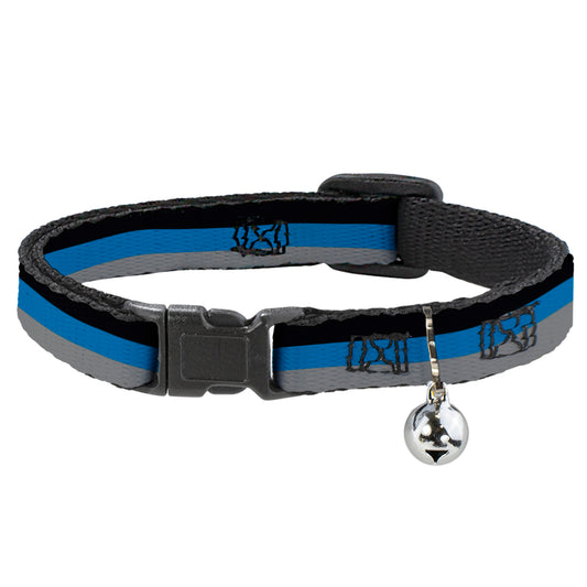 Cat Collar Breakaway - Stripes Black Turquoise Gray