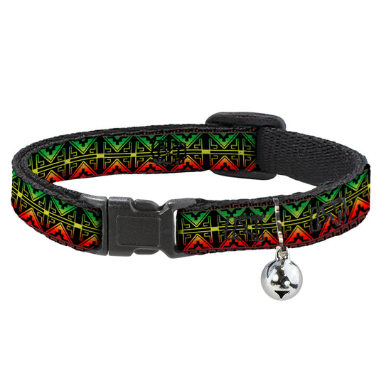 Cat Collar Breakaway - Geomteric2 Black Red Yellow Green