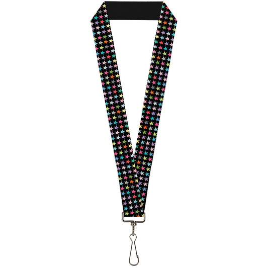 Lanyard - 1.0" - Mini Stars Black Multi Color