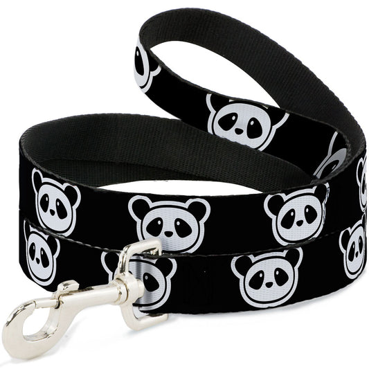 Dog Leash - Panda Bear Cartoon2 Black/White