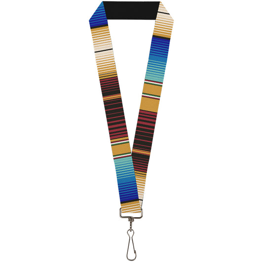 Lanyard - 1.0" - Zarape6 Vertical Stripe Gold Blues Black Red