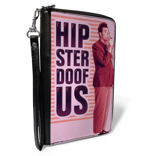 Women's PU Zip Around Wallet Rectangle - Seinfeld Cosmo Kramer HIPSTER DOOFUS Stripes Pose Pinks Purple