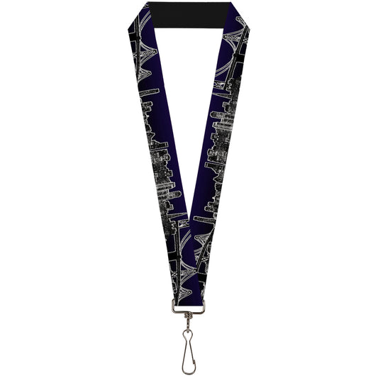 Lanyard - 1.0" - San Francisco Vivid Skyline Midnight Blue