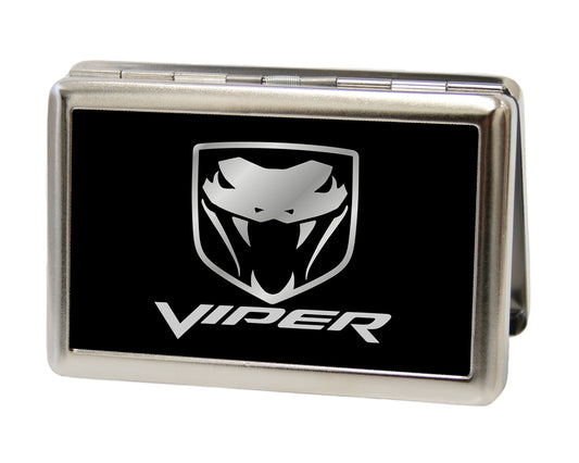 Business Card Holder - LARGE - Dodge Viper Logo FCG Black Silver