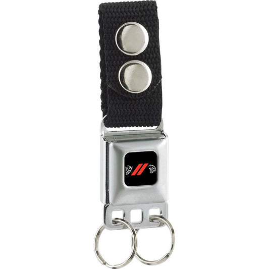 Keychain - Dodge Rhombus Stripe Demon-Hellcat Icon Full Color Black Red White - Black
