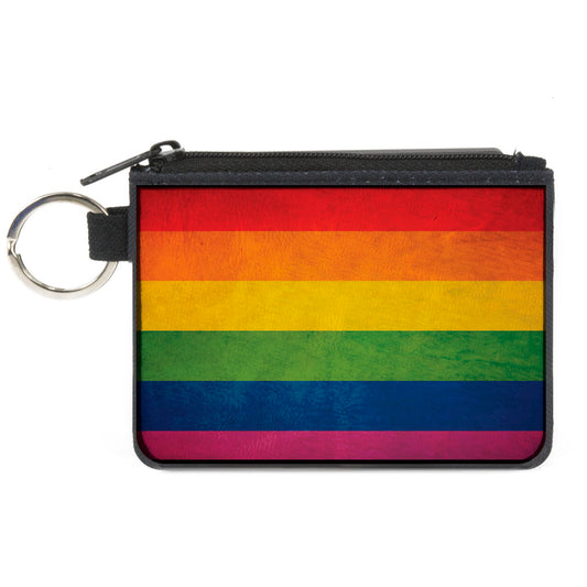 Canvas Zipper Wallet - MINI X-SMALL - Flag Pride Distressed Rainbow