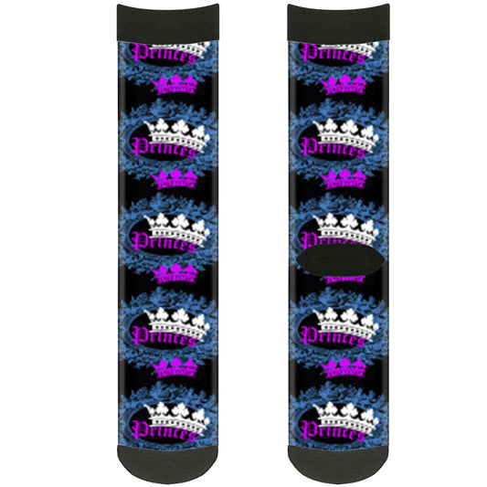 Sock Pair - Polyester - Crown Princess Oval Black Turquoise - CREW