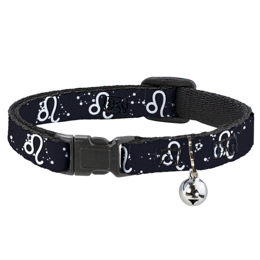 Cat Collar Breakaway - Zodiac Leo Symbol Constellations Black White
