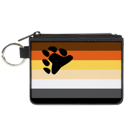 Canvas Zipper Wallet - MINI X-SMALL - Flag Bear Pride2 Black Brown Orange Yellow Tan White Gray Black