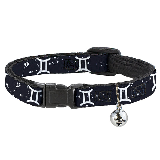 Cat Collar Breakaway - Zodiac Gemini Symbol Constellations Black White