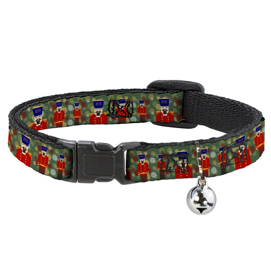 Cat Collar Breakaway - Christmas Nutcracker Polka Dots Greens Gold Red
