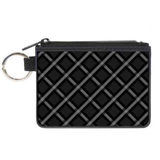 Canvas Zipper Wallet - MINI X-SMALL - Buffalo Plaid X Charcoal Black Gray