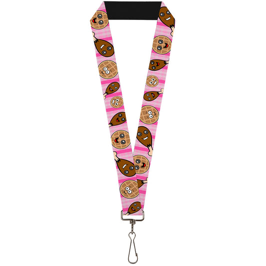 Lanyard - 1.0" - Fried Chicken & Waffles Plaid Pinks