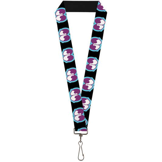 Lanyard - 1.0" - Dopey Eyes Black Baby Blue Purple