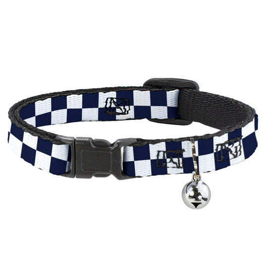 Cat Collar Breakaway - Olde Scotland Yard Checker Midnight Blue White