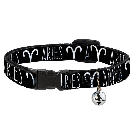 Cat Collar Breakaway - Zodiac ARIES Symbol Black White