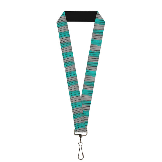 Lanyard - 1.0" - Cheshire Cat Stripes Gray Teal Black