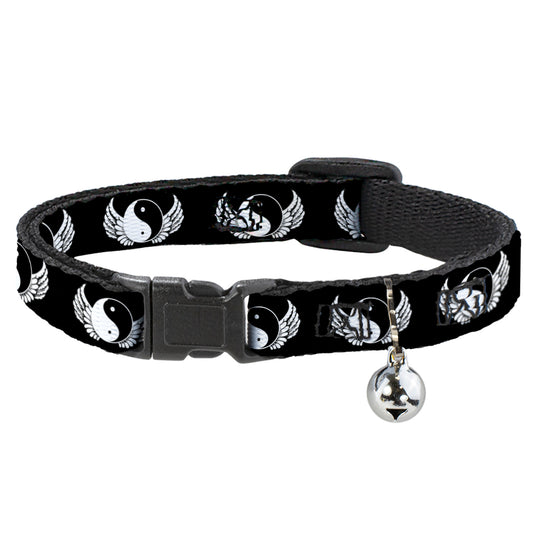 Cat Collar Breakaway - Yin Yang w Wings Black White