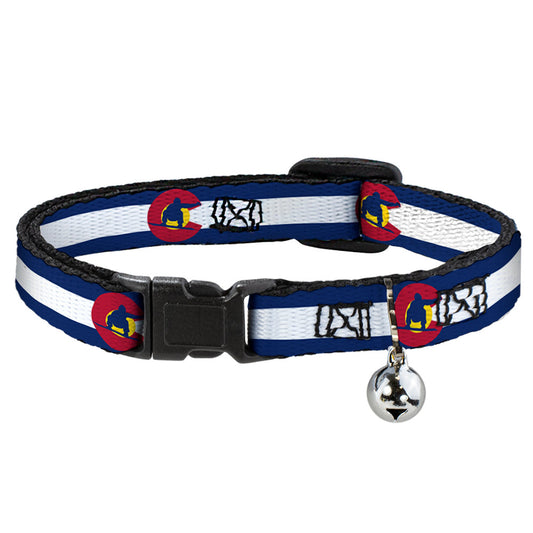 Cat Collar Breakaway - Colorado Flag Snowboarder Blue White Red Yellow