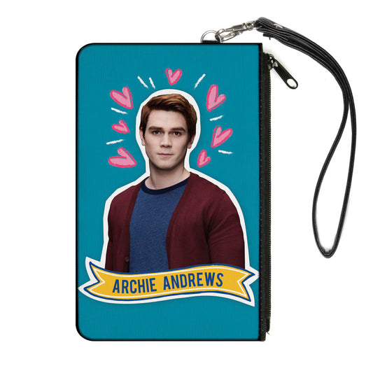 Canvas Zipper Wallet - LARGE - Riverdale ARCHIE ANDREWS Pose Hearts Doodle Blue White Pinks