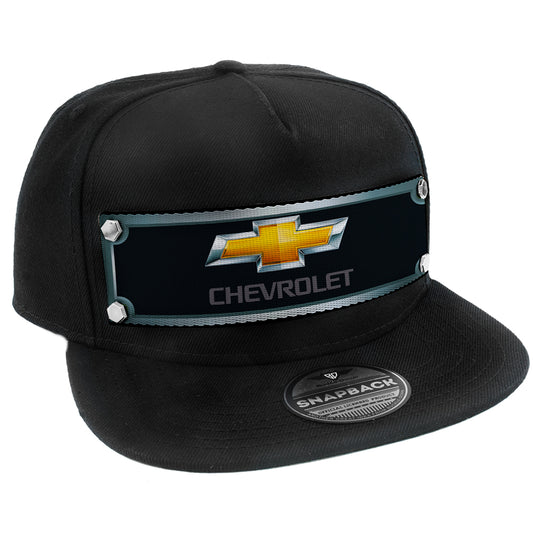 Embellishment Snap Back Hat BLACK - Full Color Strap - CHEVROLET Gold Bowtie Grays Black Gold