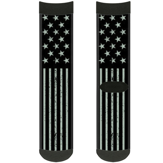 Sock Pair - Polyester - Americana Stars & Stripes2 Weathered Black Gray - CREW