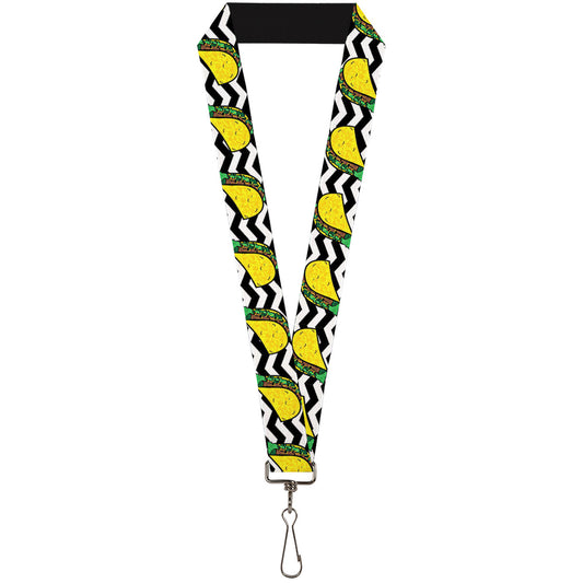 Lanyard - 1.0" - Taco Chevron Black White