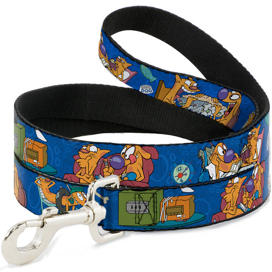 Dog Leash - CatDog Hanging Out Poses Blue