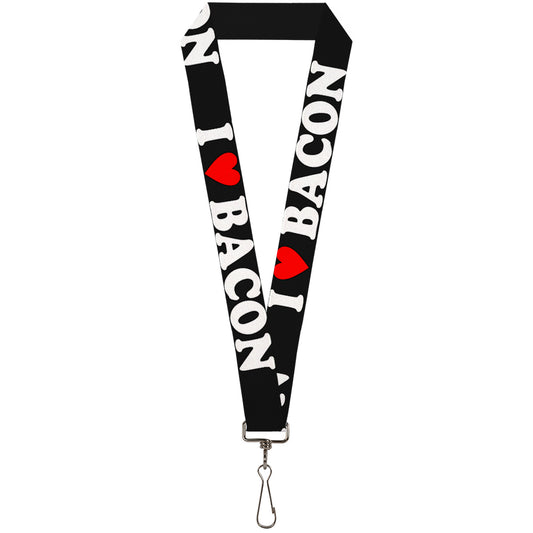 Lanyard - 1.0" - I "HEART" BACON Black White Red